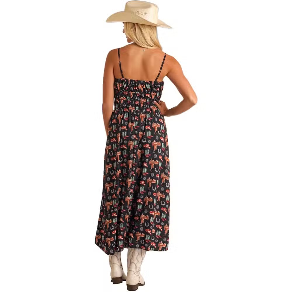 Rock & Roll Women's Conversational Midi Dress- Black