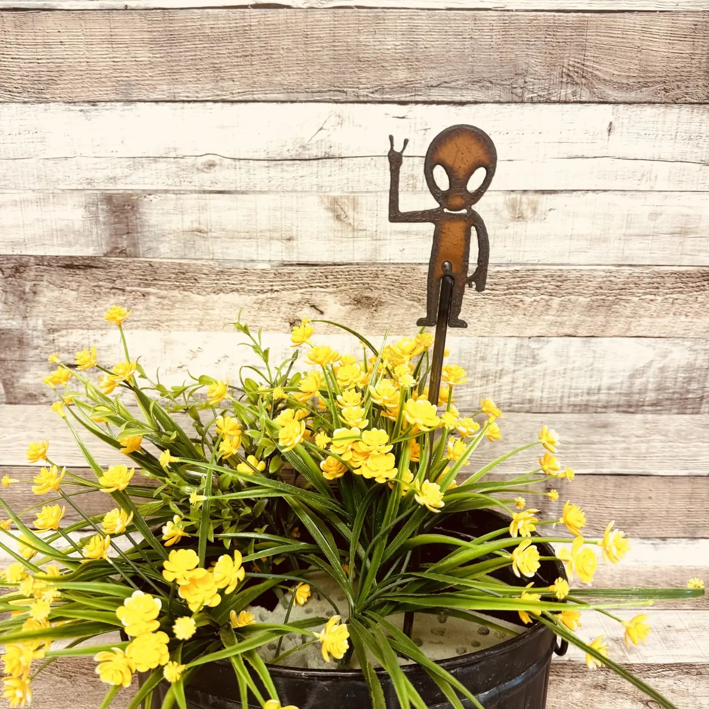 Alien Peace Rustic Area 51 New Mexico Garden Plant Stick