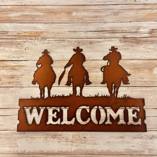 Outlaw Cowboys Horizontal Welcome Rustic Western Sign