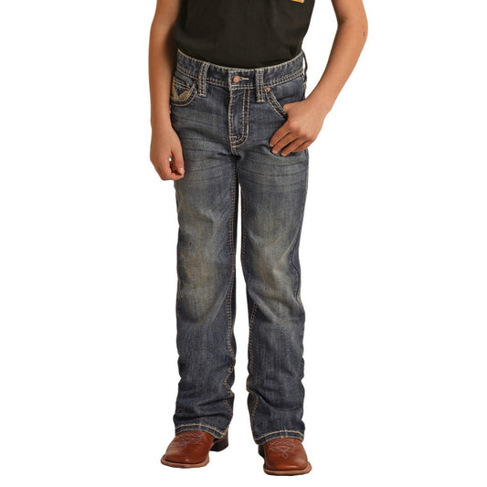 Rock & Roll Boy's Rope Stitch Bootcut Jeans - Medium Vintage