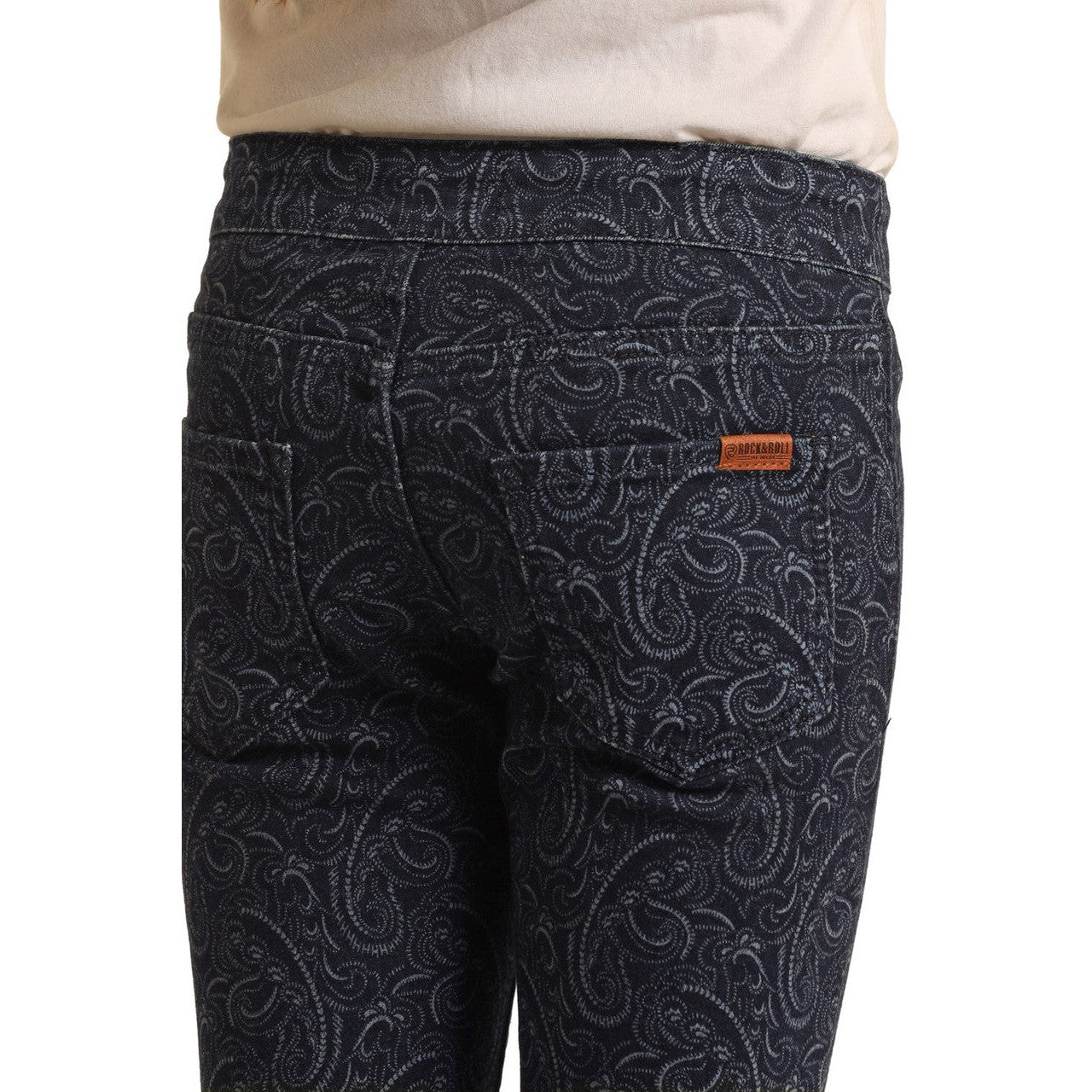 Rock & Roll Girl's Paisley Print Flare Jeans - Dark Wash