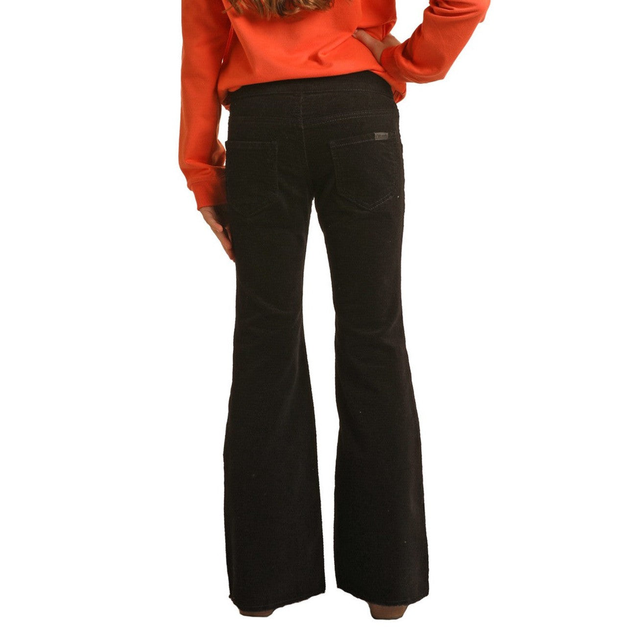 Rock & Roll Girl's Mid Rise Stretch Corduroy Flare Jeans - Black