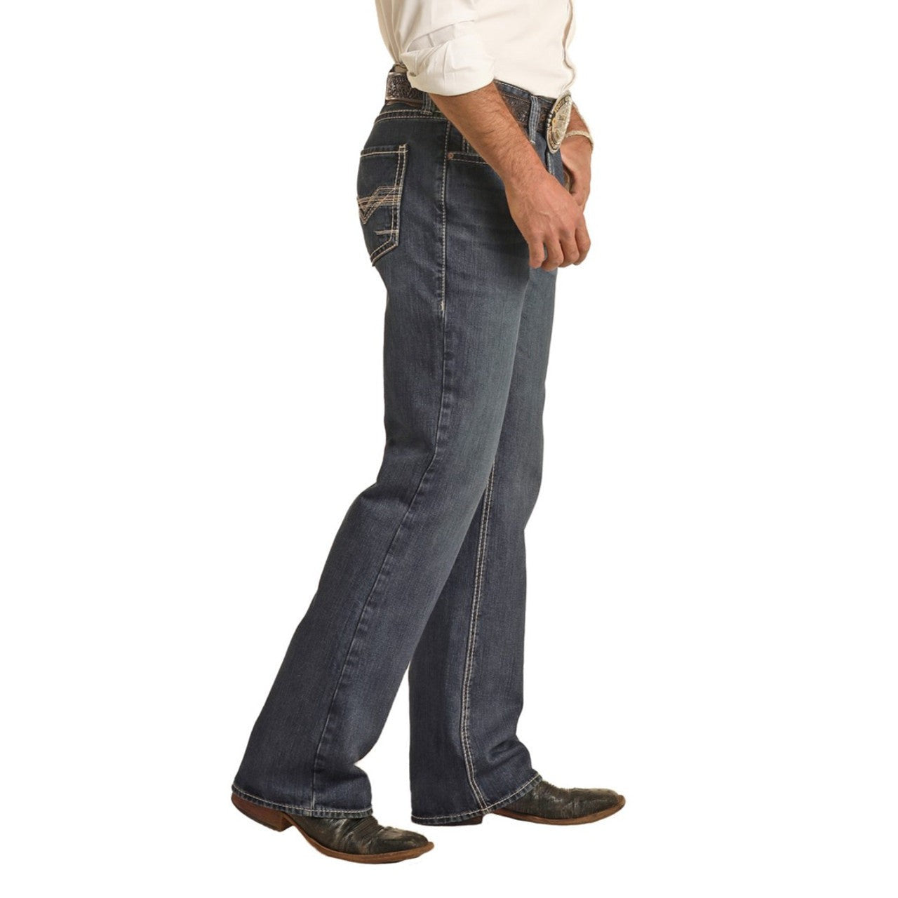 Rock & Roll Men's Relaxed Fit Bootcut Jeans - Dark Vintage