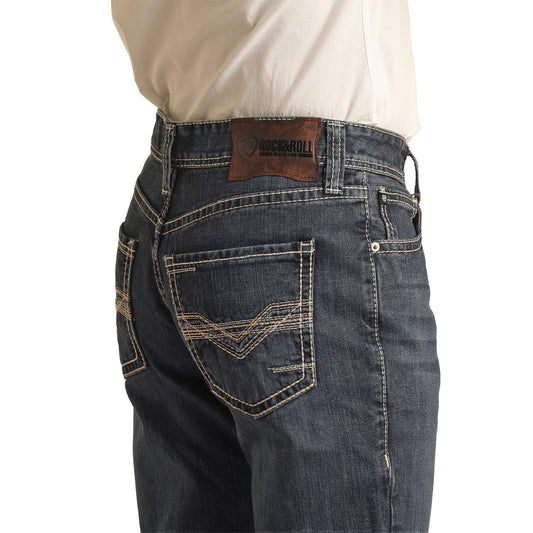 Rock & Roll Men's Relaxed Fit Bootcut Jeans - Dark Vintage