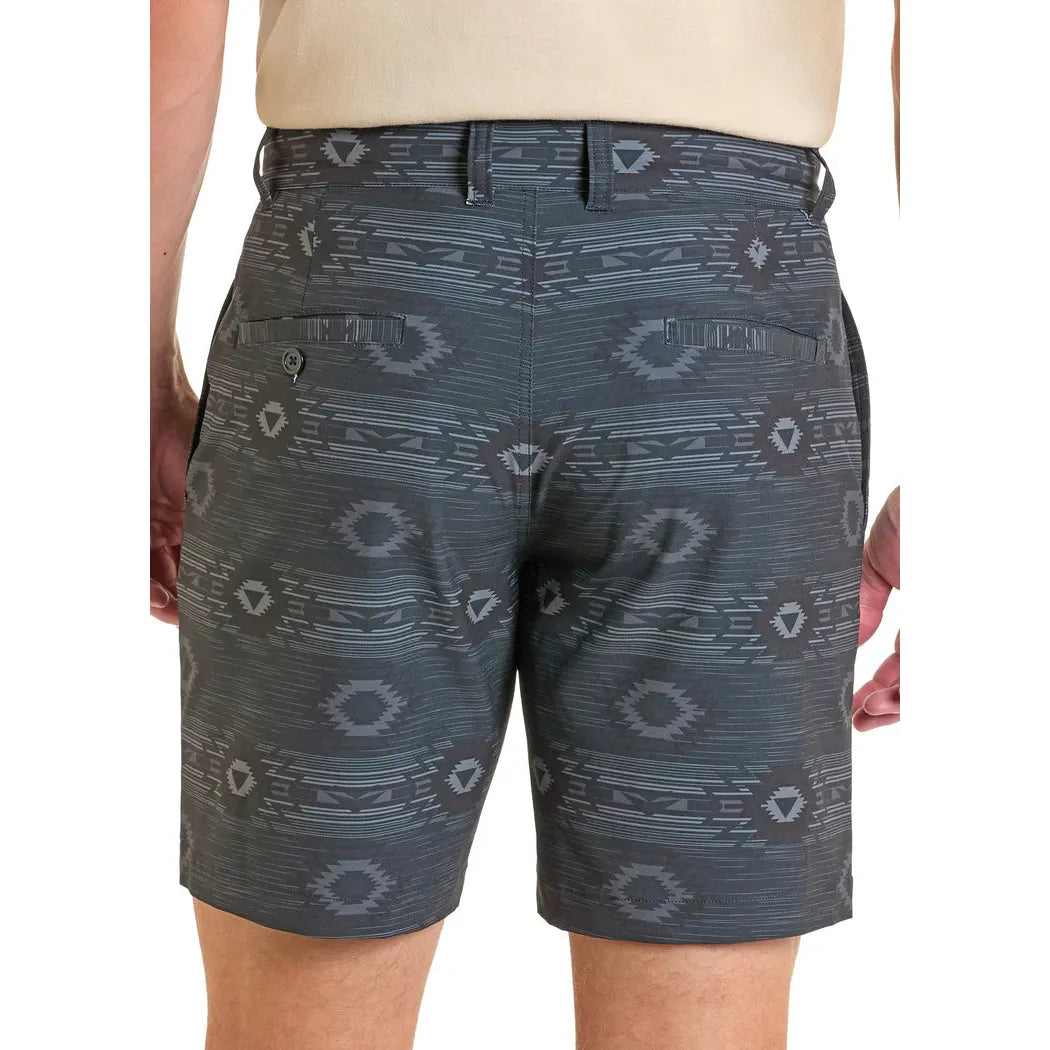 Rock & Roll Men's Aztec Printed Chino Shorts- Blue