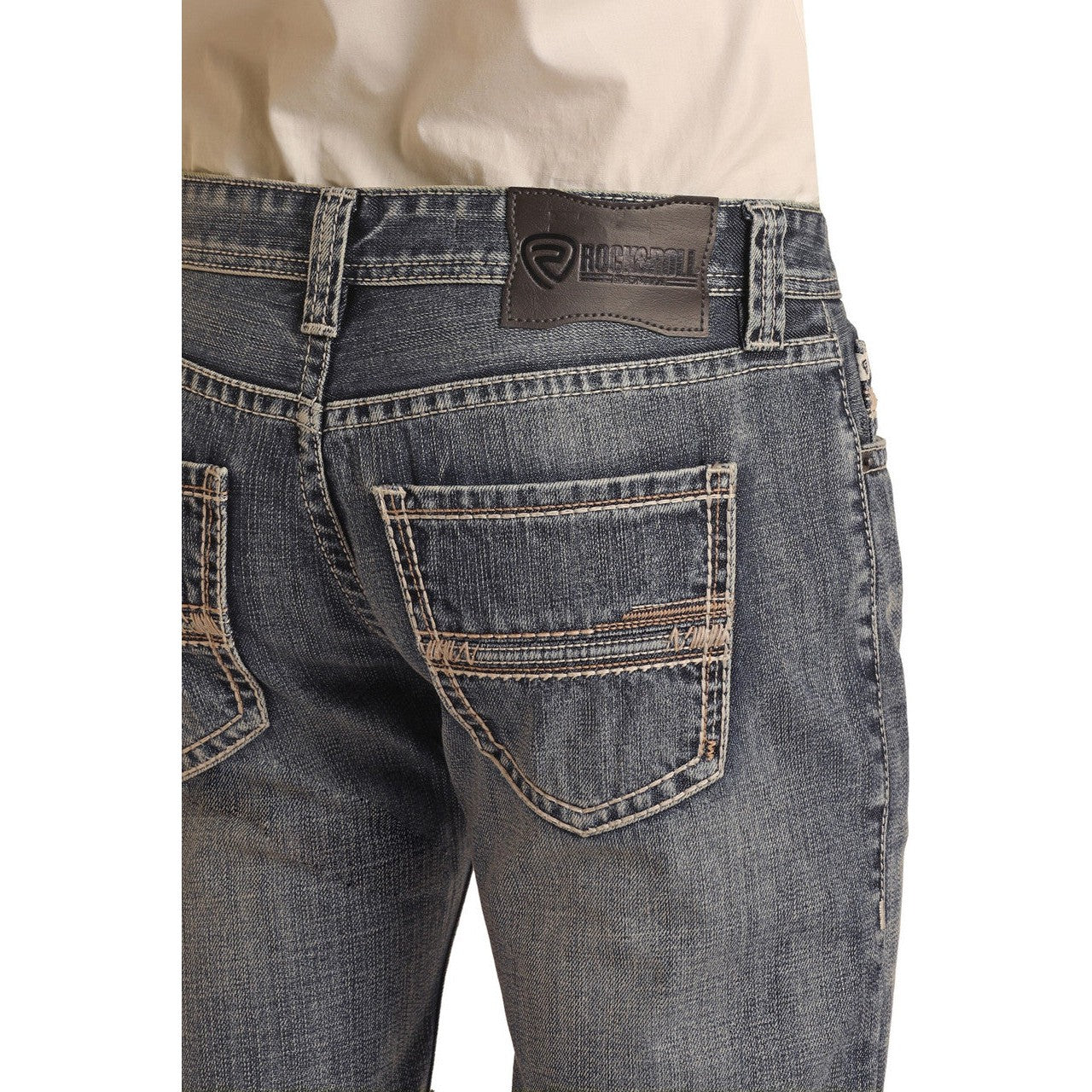 Rock & Roll Men's Pistol Regular Tapered Stackable Bootcut Jeans - Medium Vintage