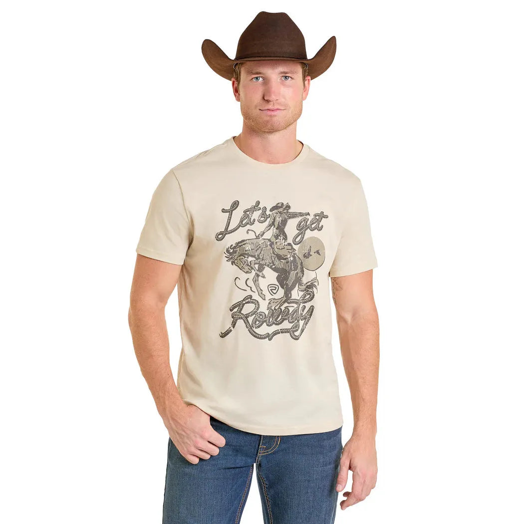 Rock & Roll Men's Let's Get Rowdy Short Sleeve Graphic Tee Shirt - Cream