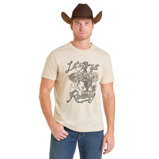 Rock & Roll Men's Let's Get Rowdy Short Sleeve Graphic Tee Shirt - Cream