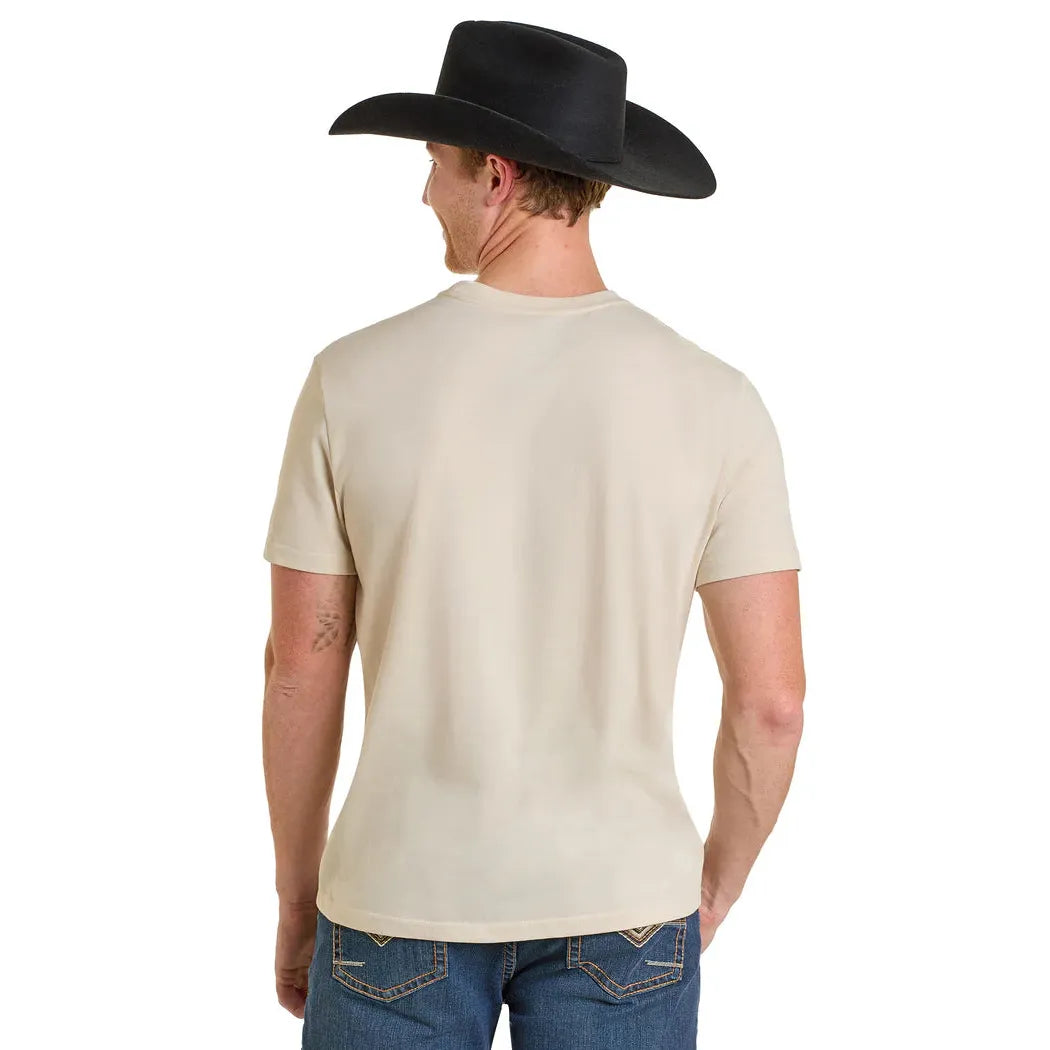 Rock & Roll Men's Dale Brisby Pow Pow Short Sleeve Graphic Tee Shirt - Tan