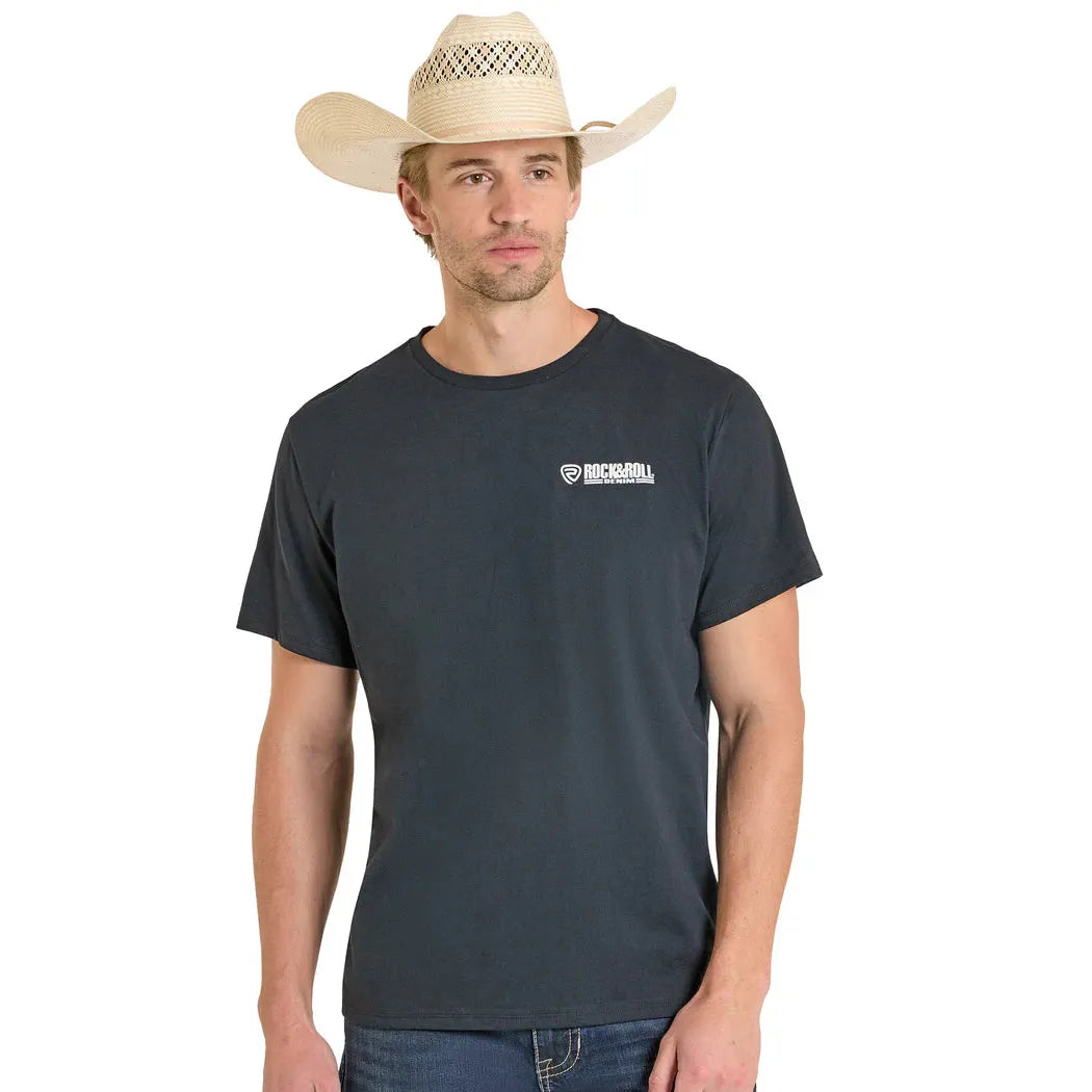 Rock & Roll Men's Short Sleeve Printed Tee Shirt - Black