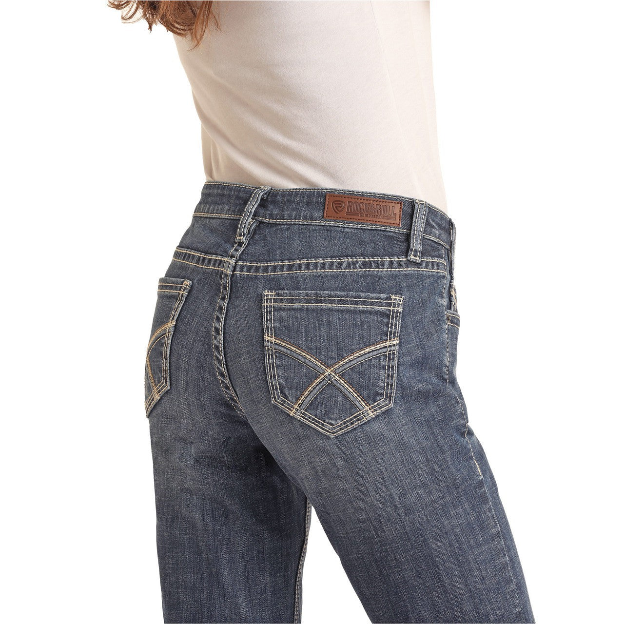 Rock & Roll Women's Mid Rise Regular Fit Modest Bootcut Jeans - Medium Vintage
