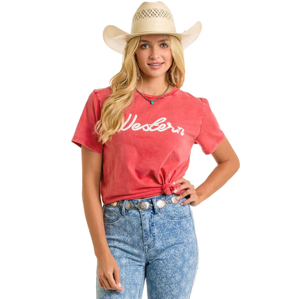 Rock & Roll Women's Short Sleeve Graphic Tee - Red