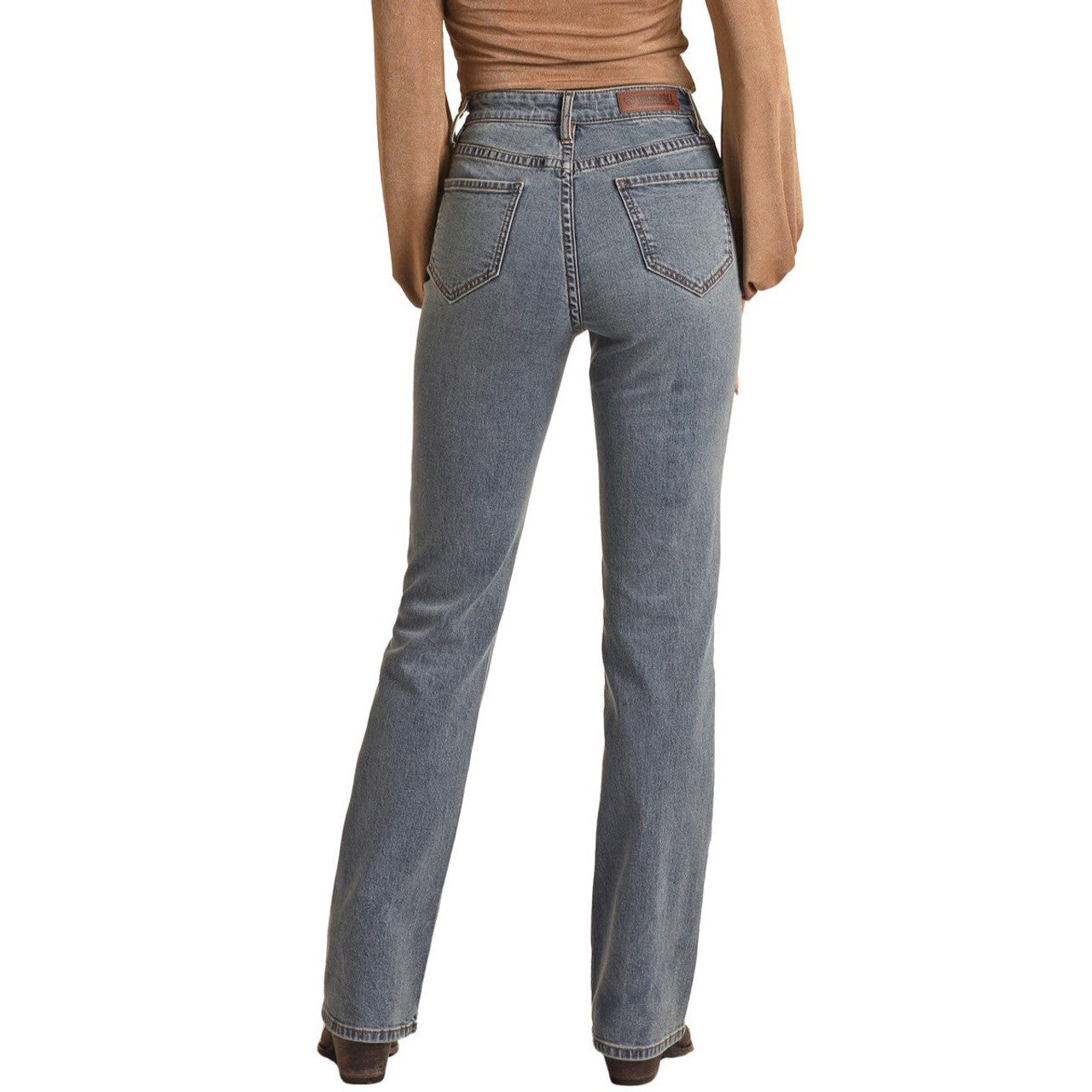 Rock & Roll Women's High Rise Stretch Western Detail Bootcut Jeans - Medium Vintage