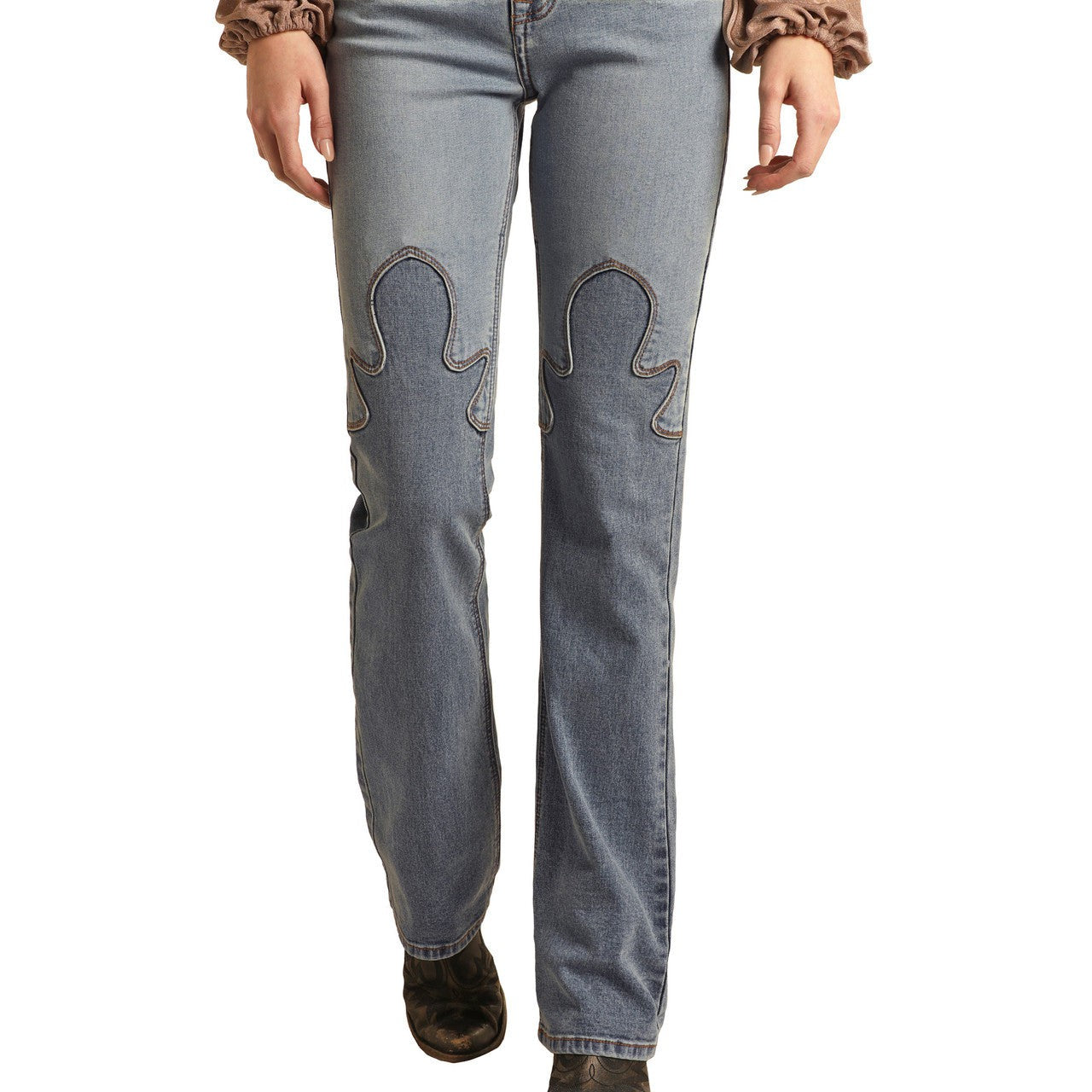 Rock & Roll Women's High Rise Stretch Western Detail Bootcut Jeans - Medium Vintage