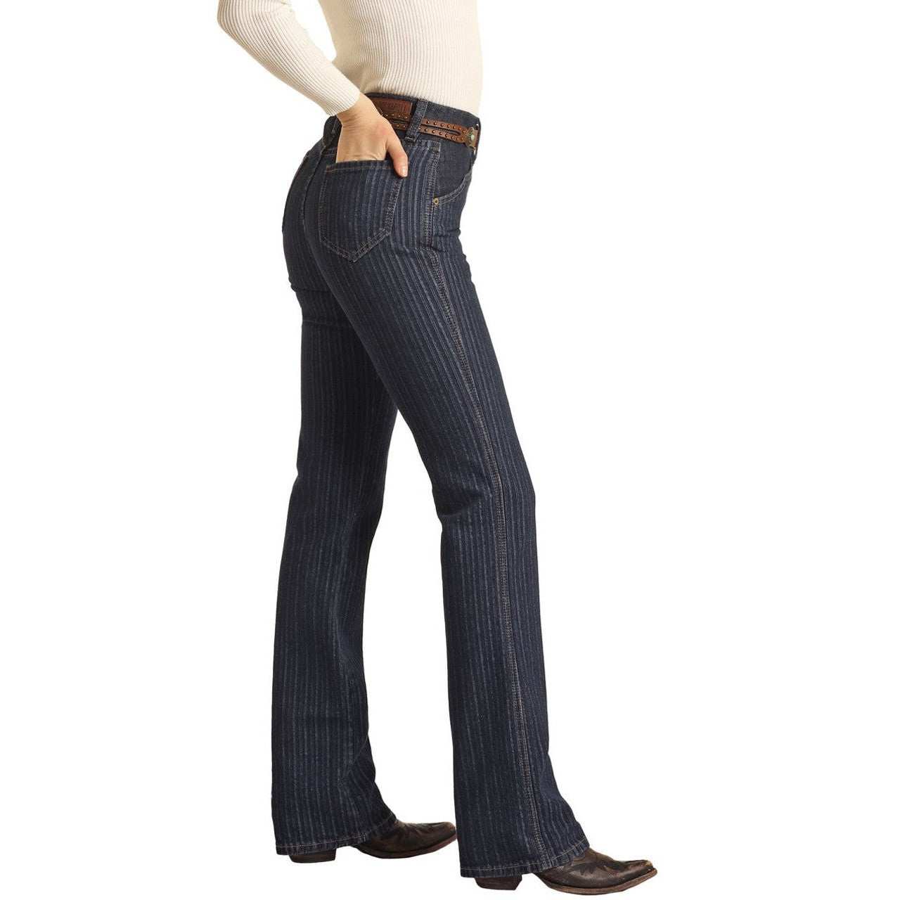 Rock & Roll Women's High Rise Stretch Bootcut Jeans - Dark Wash - Irvine Tack & Western Wear