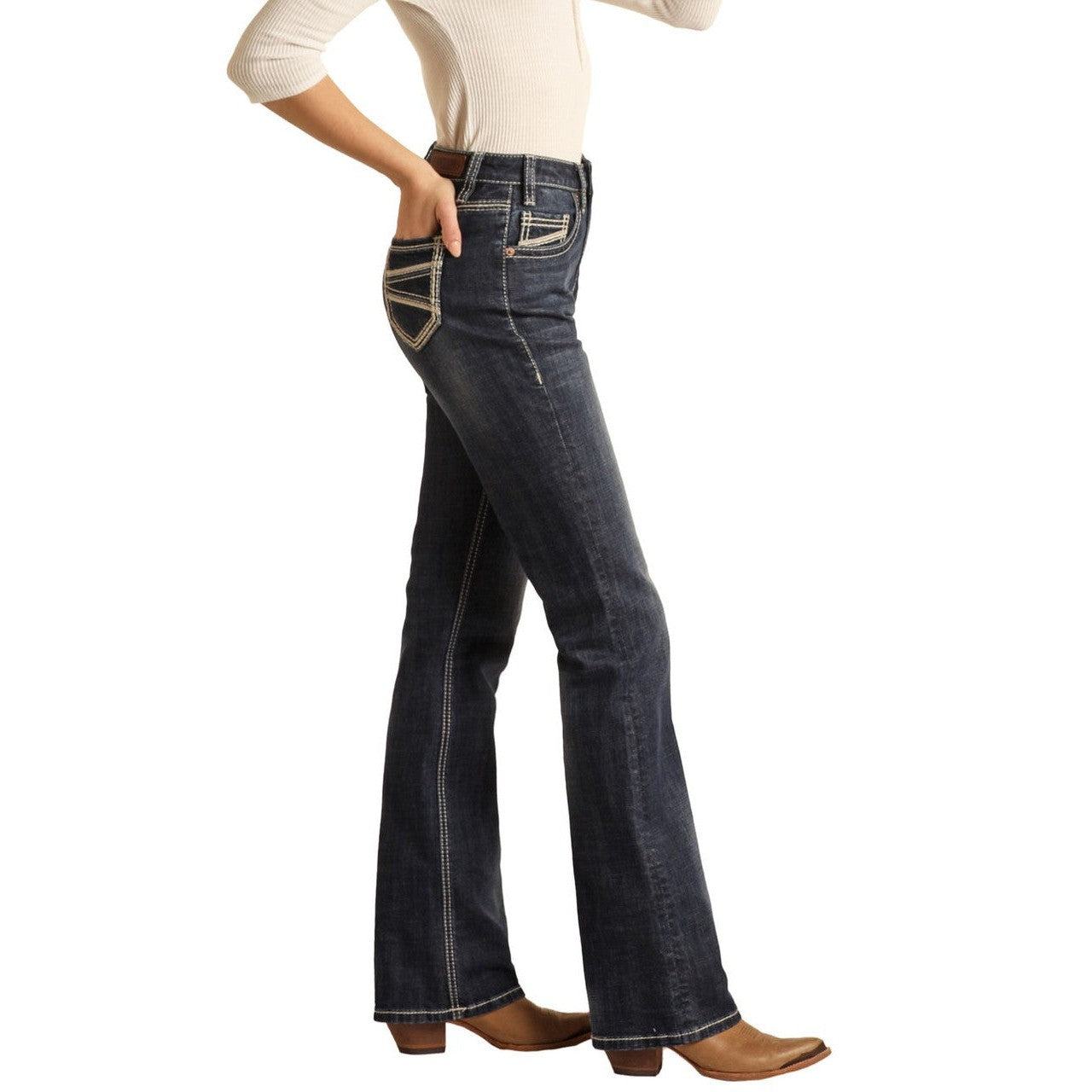 Rock & Roll Women's High Rise Extra Stretch Bootcut Jeans - Dark Vintage