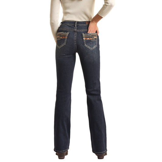Rock & Roll Women's Mid Rise Extra Stretch Bootcut Jeans - Dark Vintage
