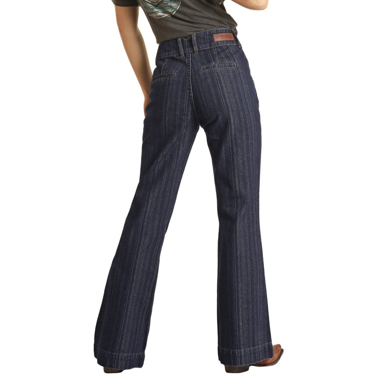 Rock & Roll Women's High Rise Trouser Jeans - Dark Wash