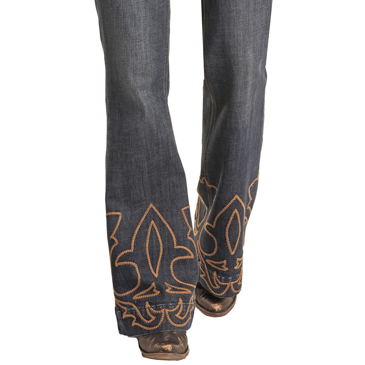 Rock & Roll Women's Mid Rise Stretch Trouser Jeans - Dark Wash