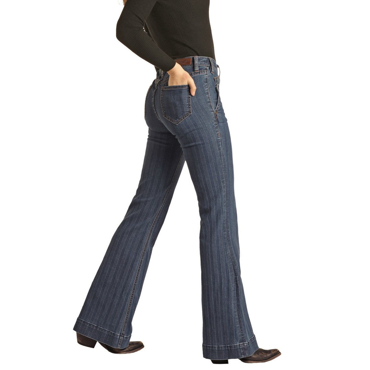 Rock & Roll Women's Mid Rise Extra Stretch Trouser Jeans - Medium Vintage