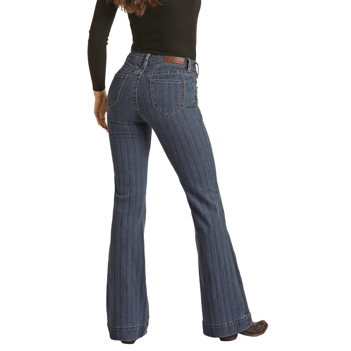Rock & Roll Women's Mid Rise Extra Stretch Trouser Jeans - Medium Vintage - Irvine Tack & Western Wear