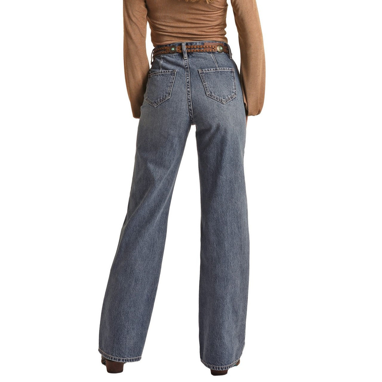 Rock & Roll Women's High Rise Relaxed Flare Jeans - Medium Vintage