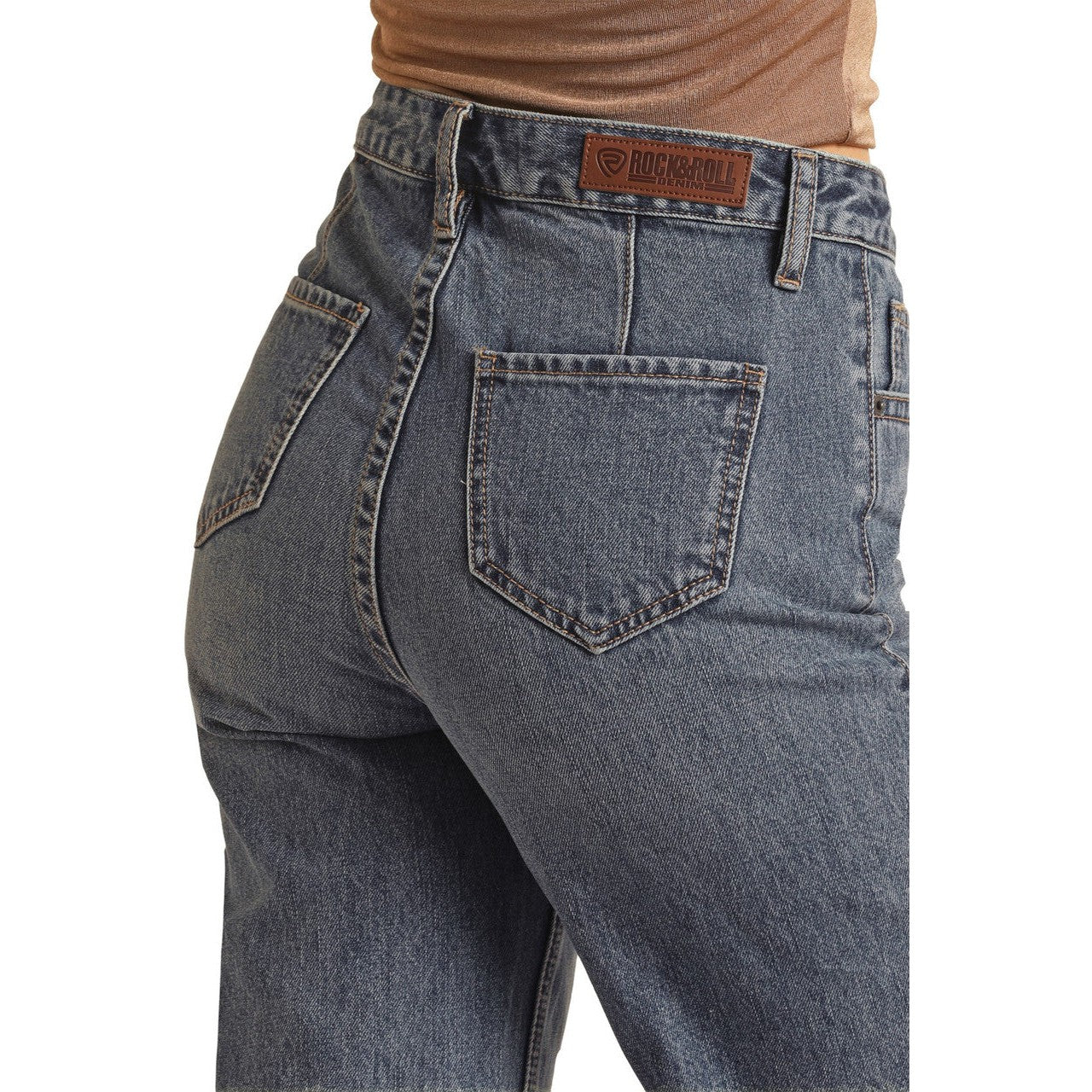 Rock & Roll Women's High Rise Relaxed Flare Jeans - Medium Vintage