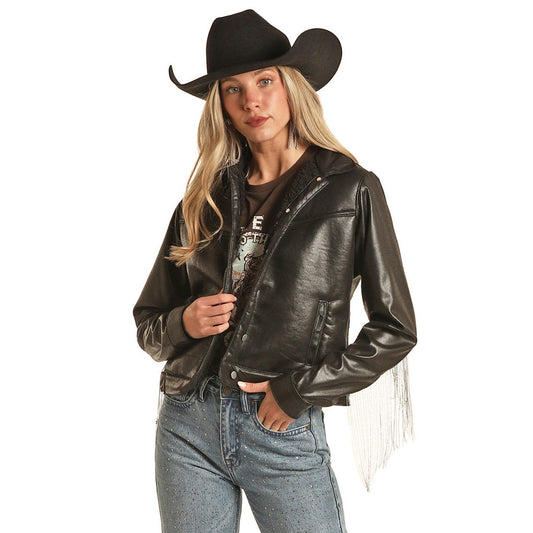 Rock & Roll Women's Sherpa Lined Jacket - Black