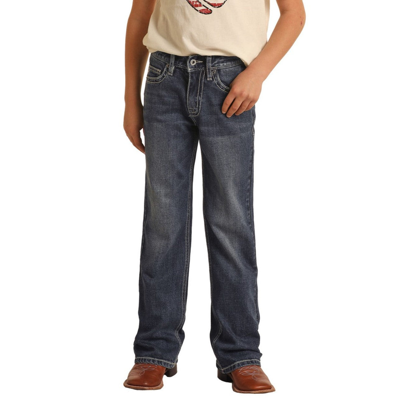 Hooey Boy's Raised Denim Bootcut Jeans - Dark Vintage