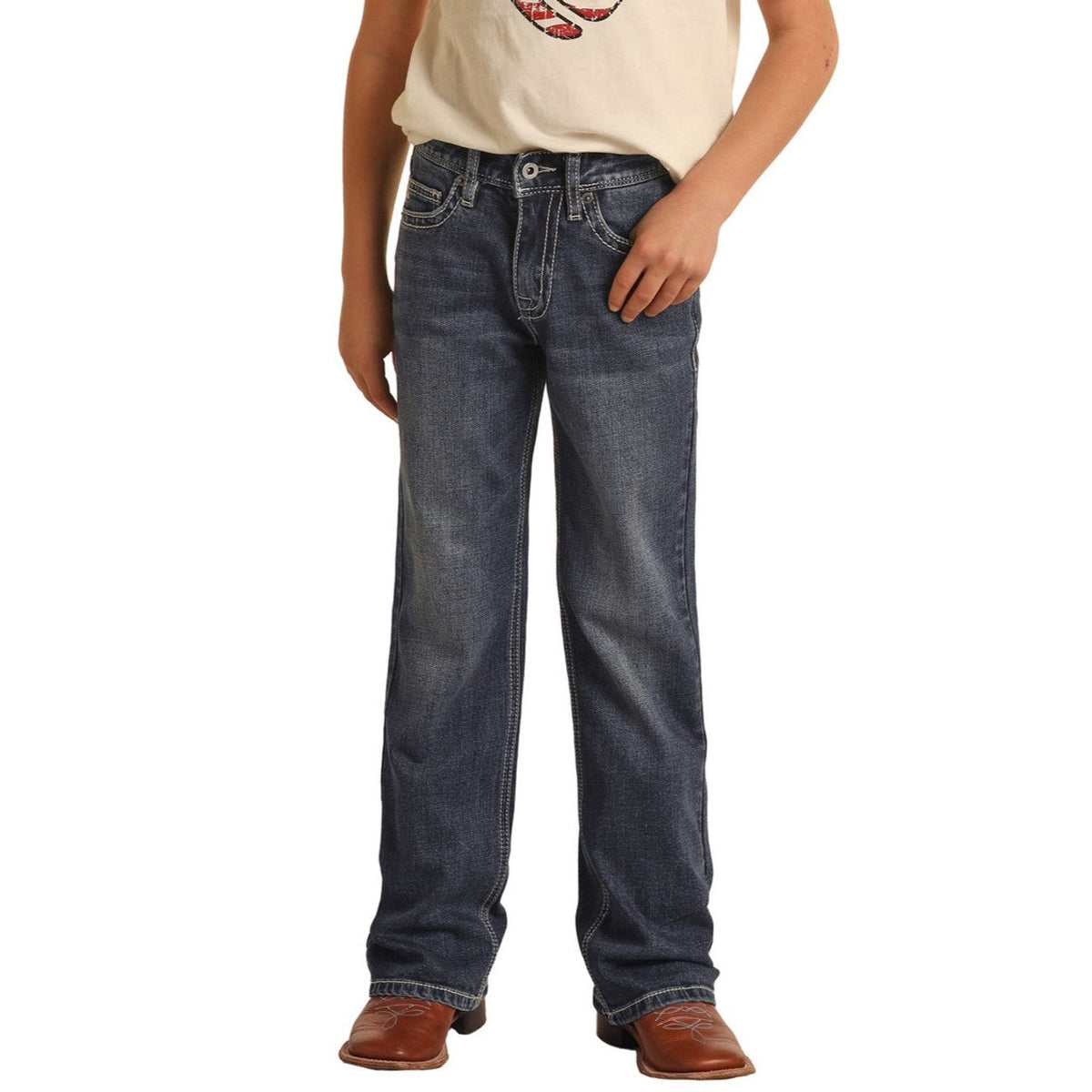 Hooey Boy's Raised Denim Bootcut Jeans - Dark Vintage - Irvine Tack & Western Wear