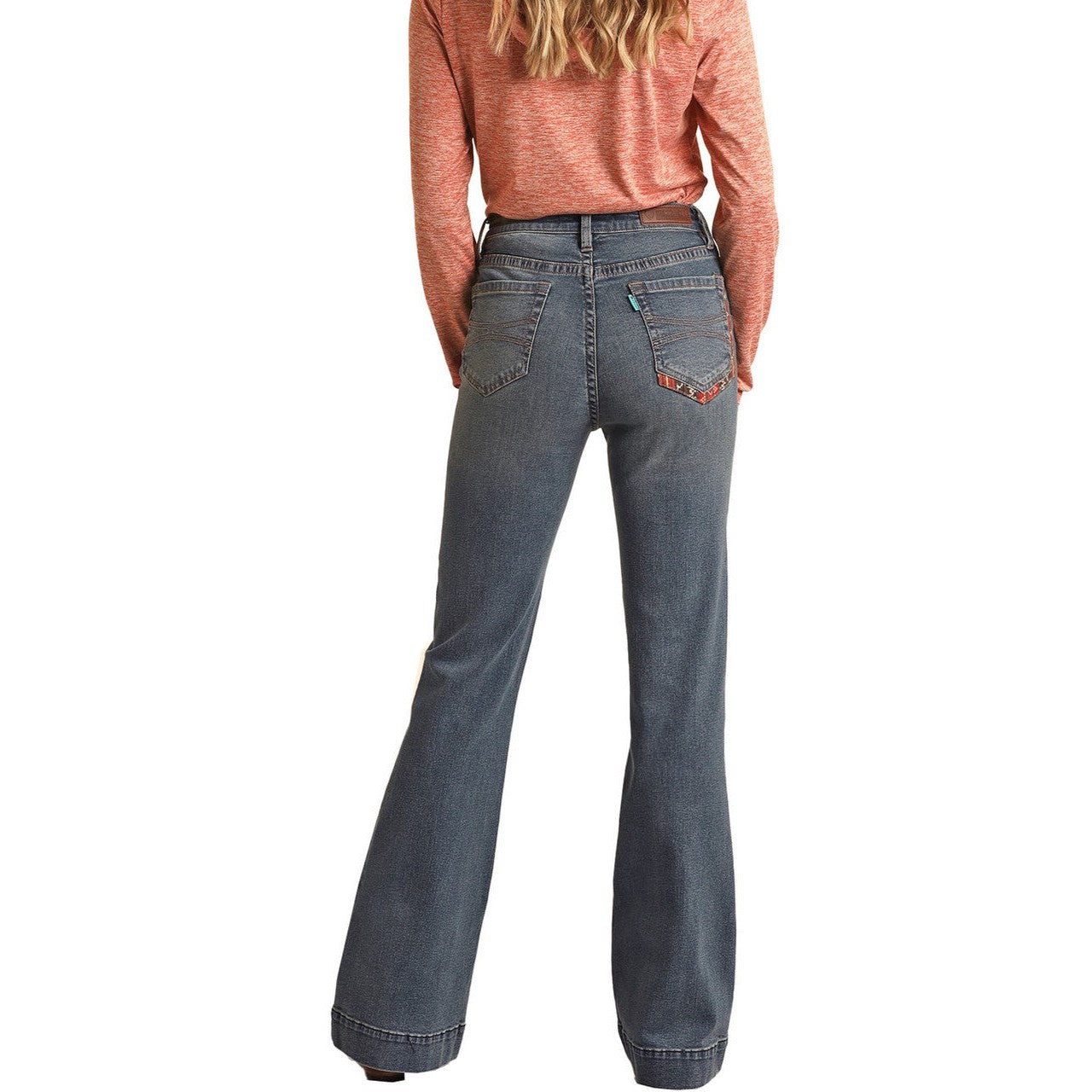 Rock & Roll Hooey Women's High Rise Trouser Jeans - Medium Vintage