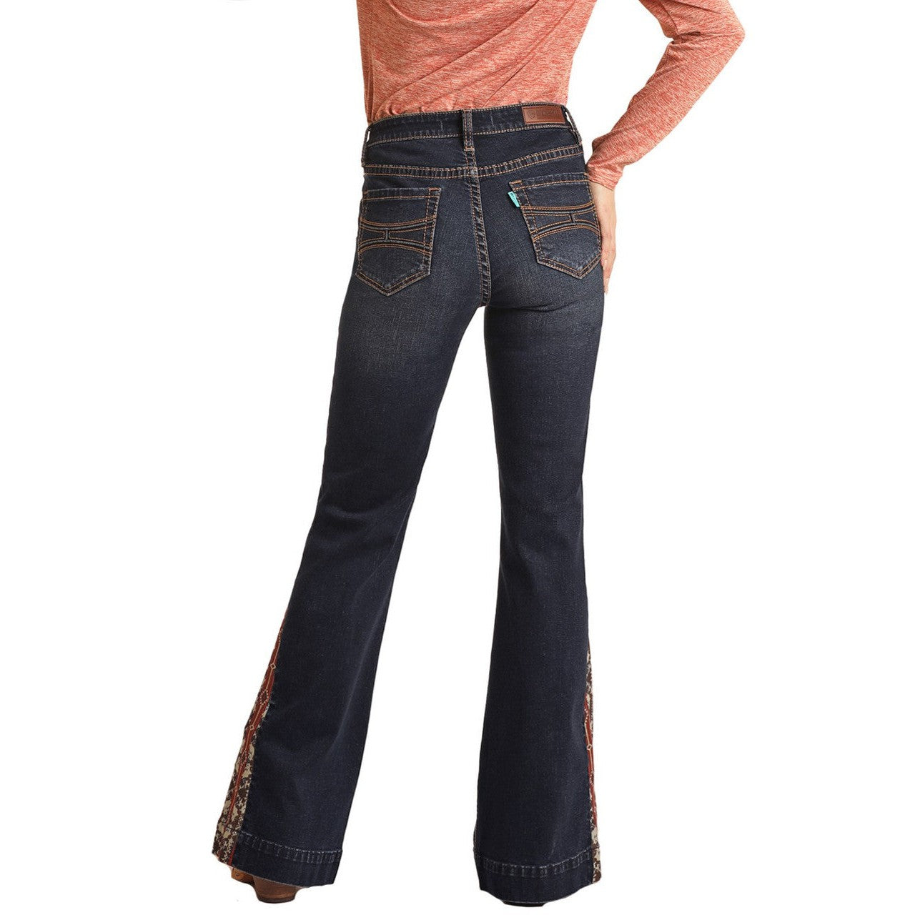 Rock & Roll Hooey Women's Mid Rise Extra Stretch Trouser Jeans - Dark Wash