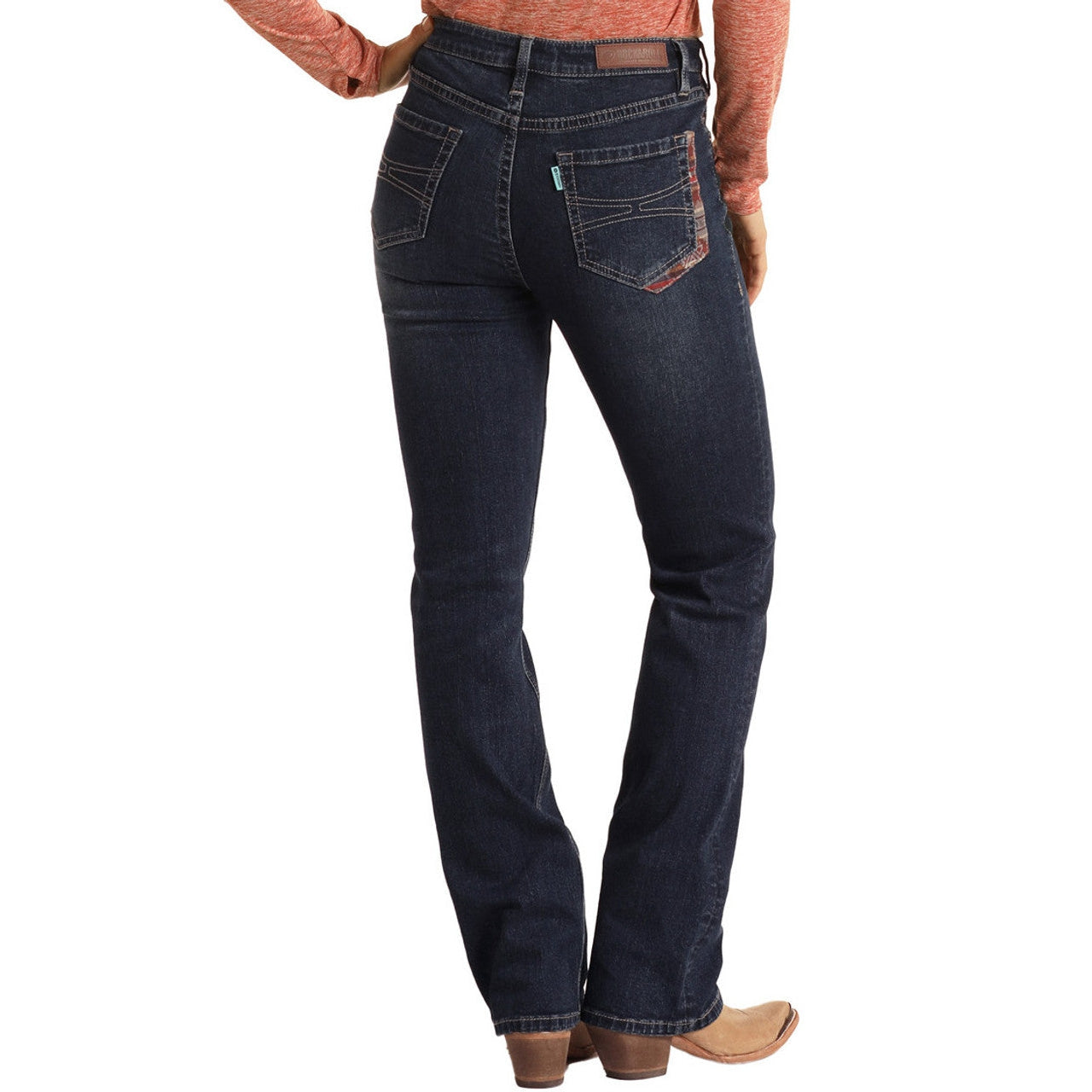 Hooey Women's High Rise Extra Stretch Bootcut Jeans - Dark Vintage