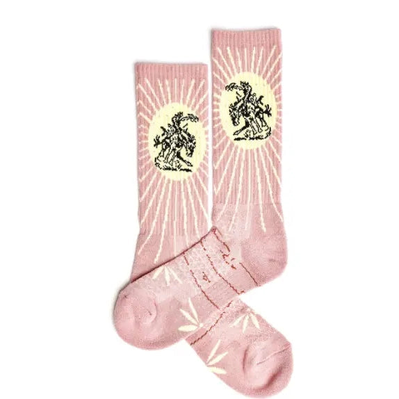 Lucky Chuck Fringe Bucking Dusty Pink Performance Socks