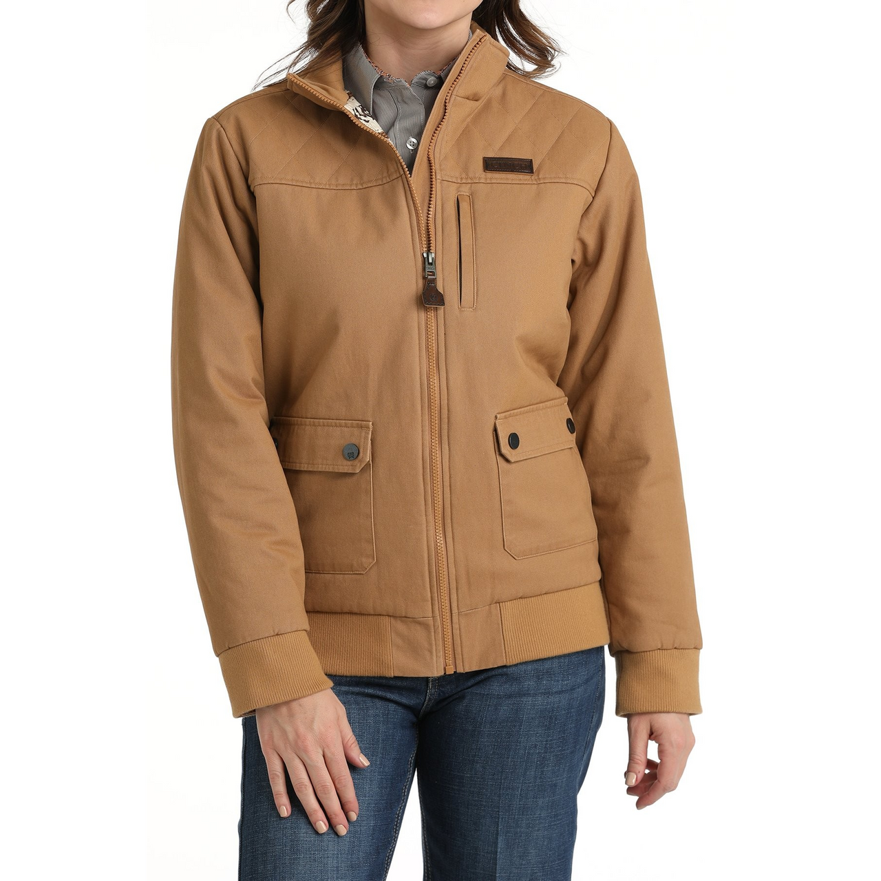 Cinch Women's Canvas Bomber Jacket - Brown