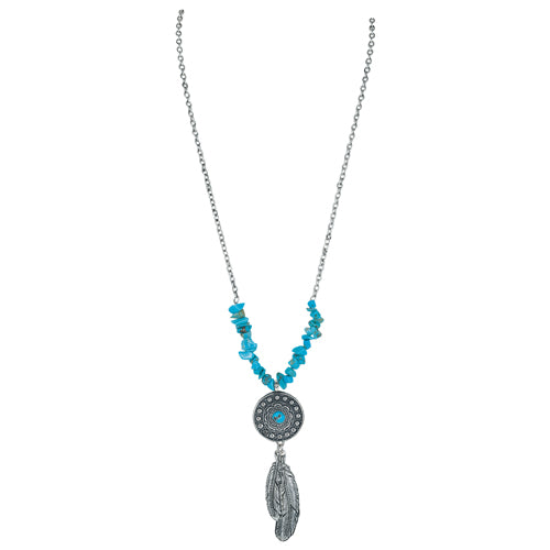 Justin Women's Pendant Necklace with Feather Charms