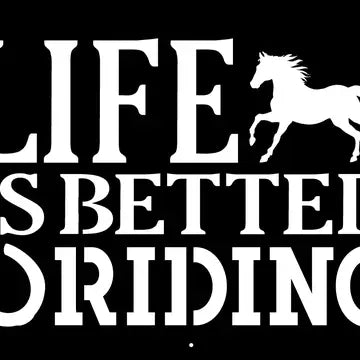 Rustic Metal "Life is Better Riding" with Horse/w HShoe Sign - Black
