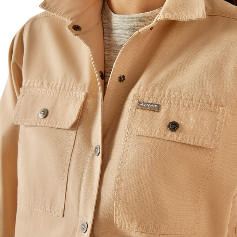 Ariat Women's Rebar Cropped Woven Shirt Jacket- Smoke Grey