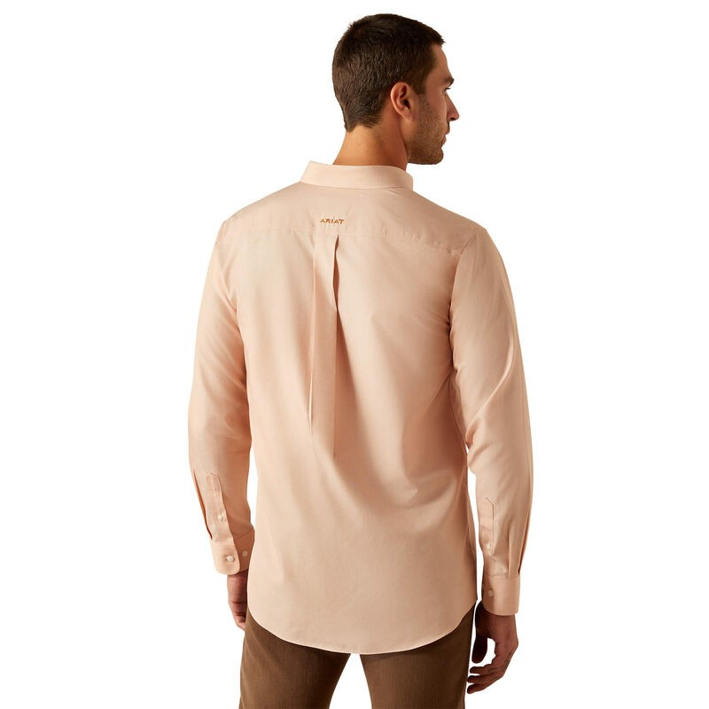 Ariat Men's Long Sleeve Wrinkle Free Solid Fitted Shirt - Light Brown