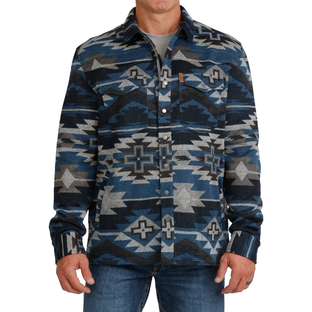 Cinch Men's Aztec Sweater Shirt Jacket- Navy