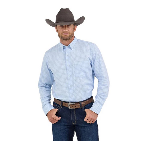 Wrangler Men's HO24 Cody Johnson Long Sleeve Classic Fit Shirt - Blue