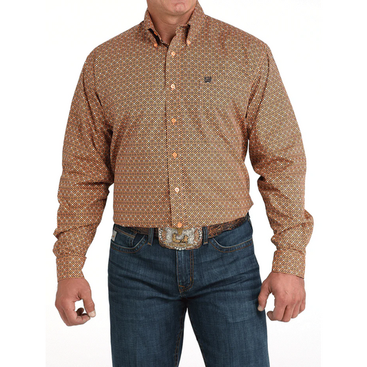 Cinch Men's Long Sleeve Print Shirt - Coral