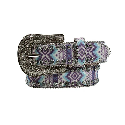 Angel Ranch Girl's Glitter Aztec Pattern Belt - Multi Coloured