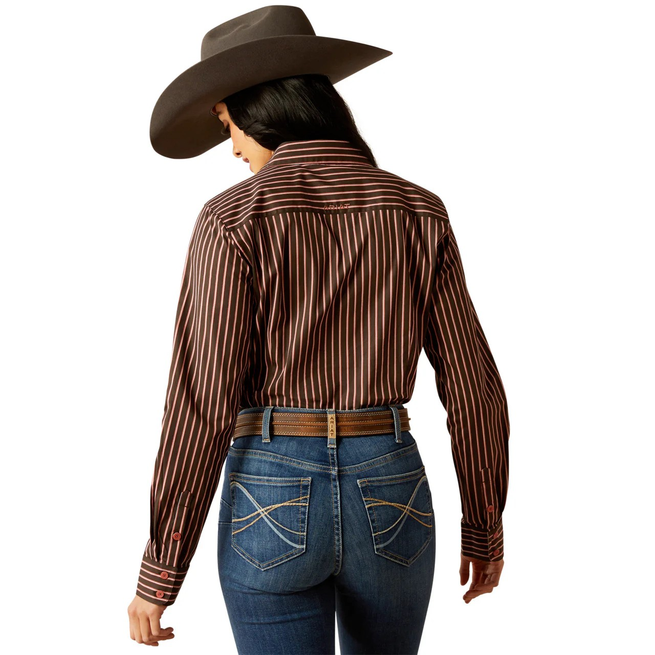 Ariat Women's Long Sleeve Kirby Stretch Stripe Shirt- Mahogany