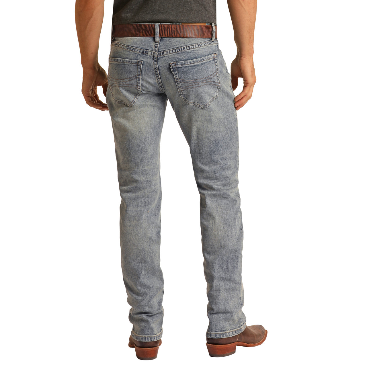 Hooey Mens Slim Fit Stretch Straight Jeans - Light Vintage