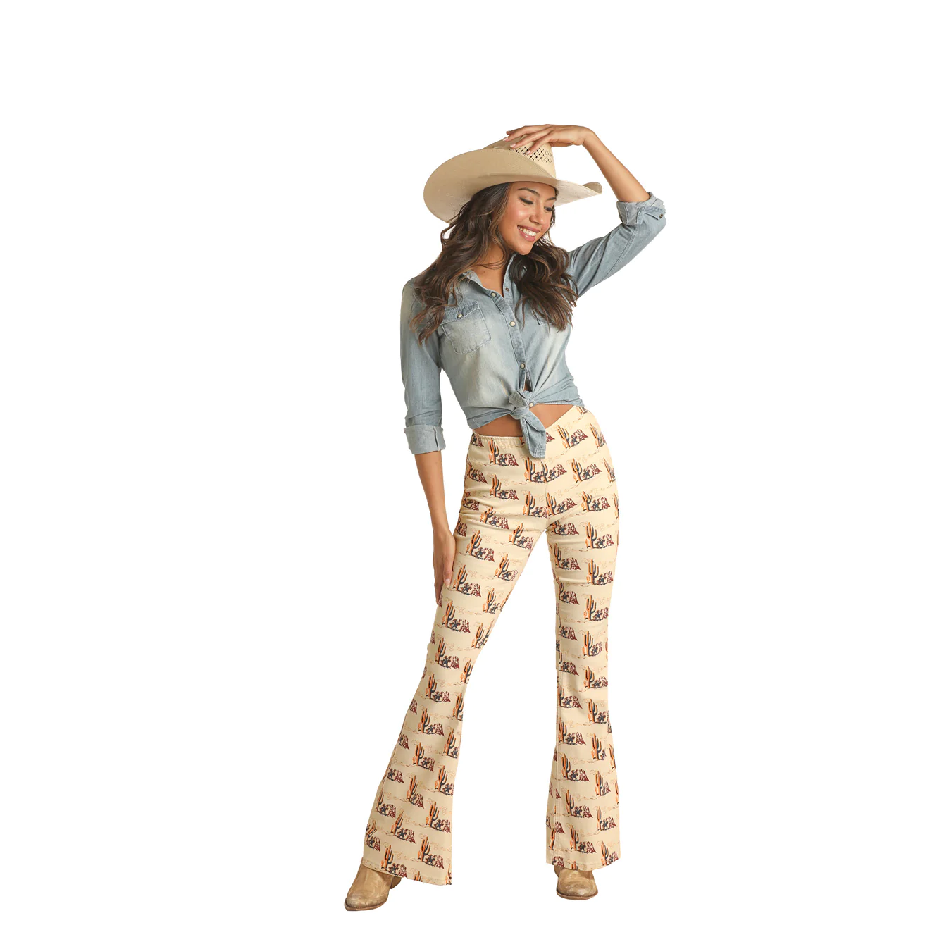 Rock & Roll Women's Western Print Pull On Jeans