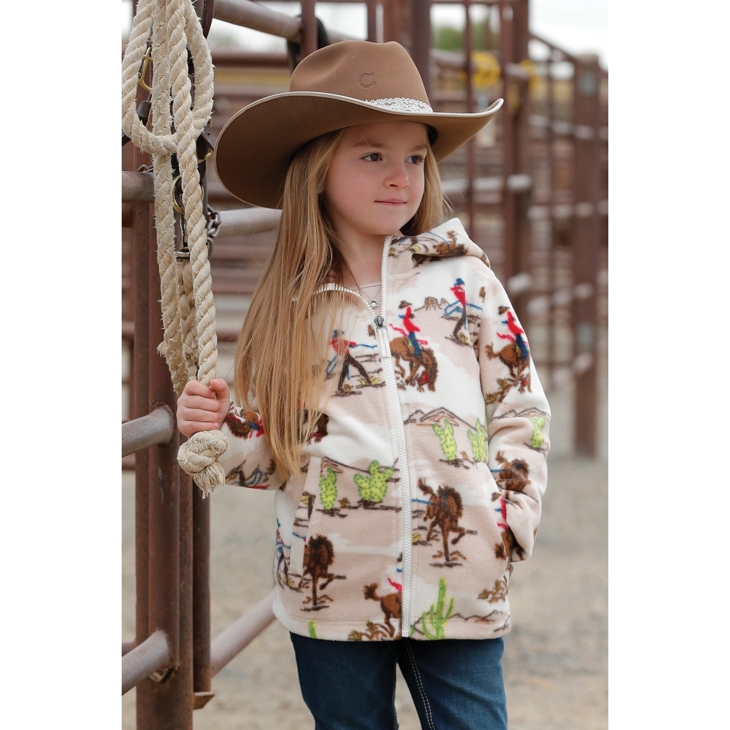 Cinch Girls Polar Fleece Zip Up Hoodie - Cream