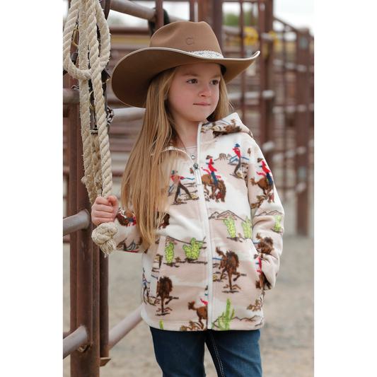 Cinch Girls Polar Fleece Zip Up Hoodie - Cream