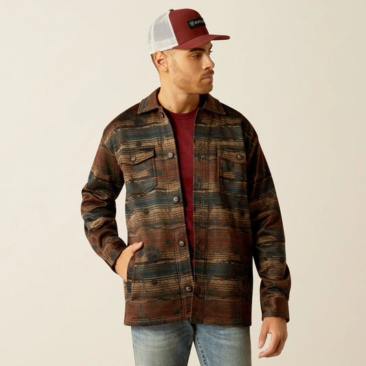 Ariat Men's Caldwell Printed Shirt Jacket- Brown