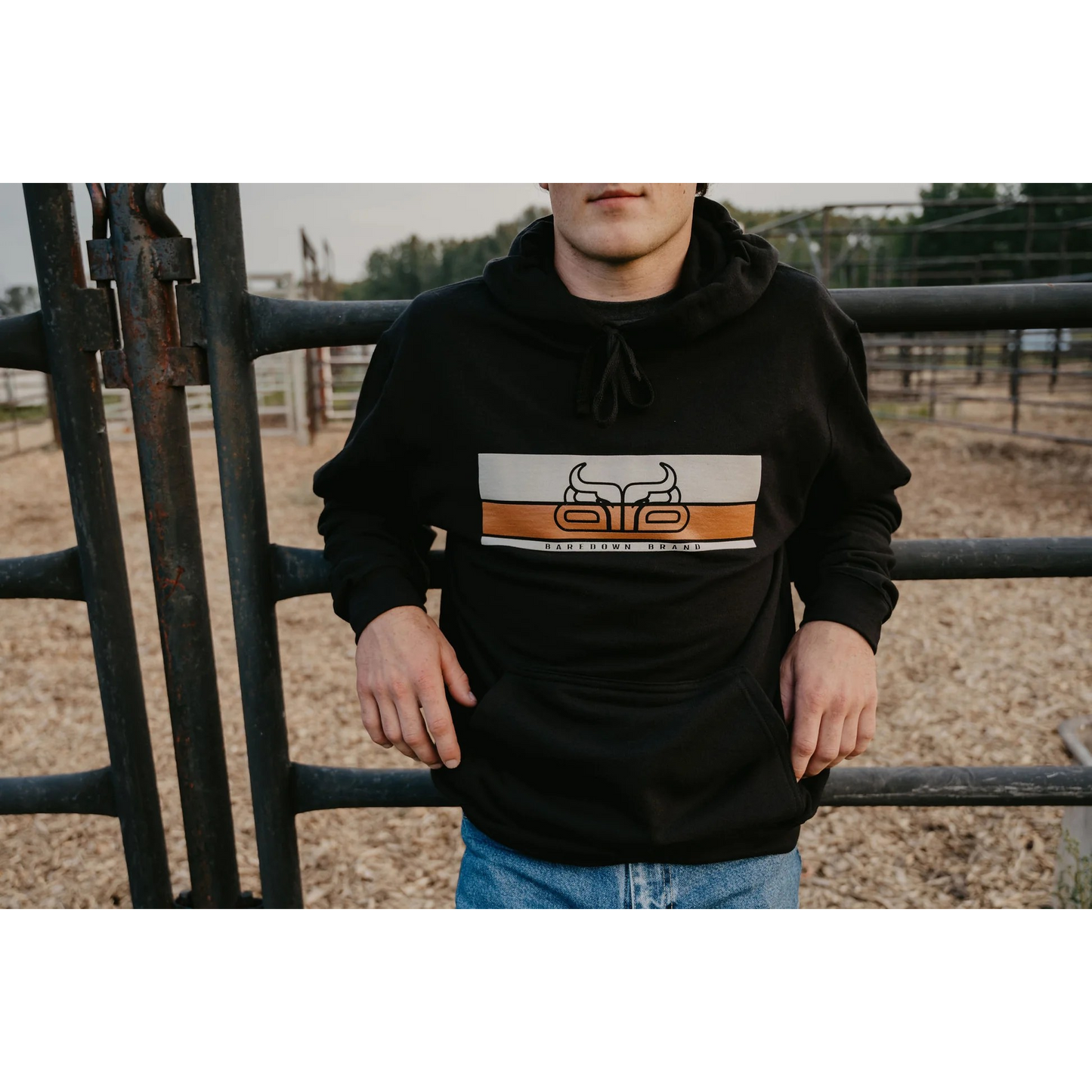 Baredown Brand Men's Long Sleeve Chute Boss Hoodie-Black